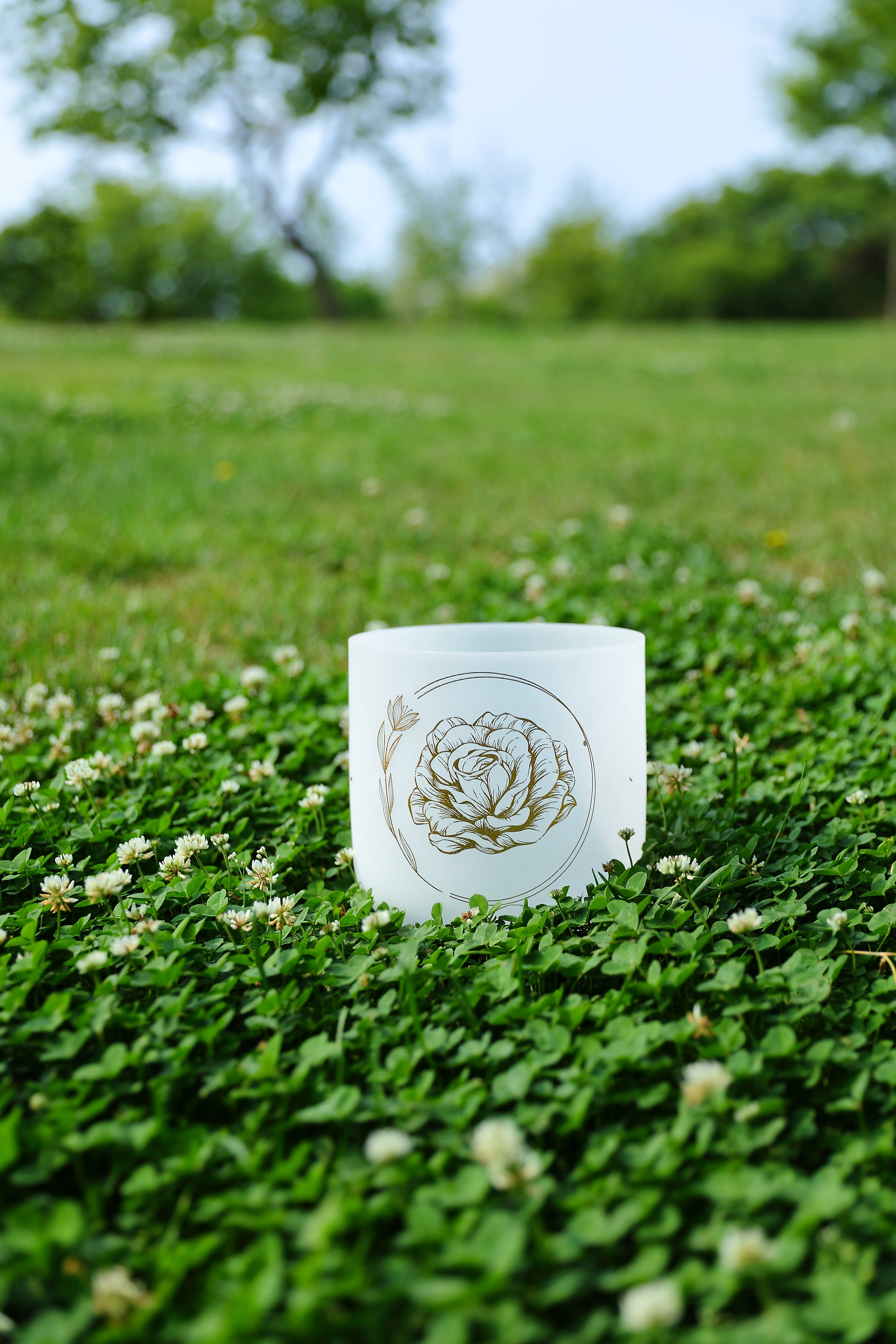 TOPFUND Golden Floral Patterns Chakra Set of 7 Crystal Singing Bowls 8-14 inch - TOPFUND Crystal Singing Bowl